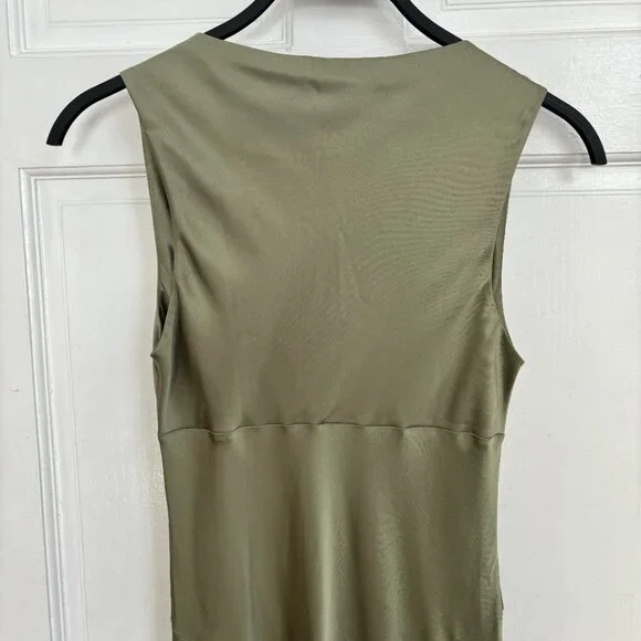 Reformation Dessa Dress NWT Midi Long Artichoke Green Maxi Cowl Neck Cocktail 4 - Picture 7 of 8